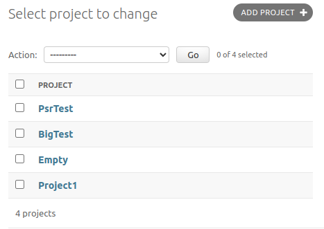 Admin Projects List